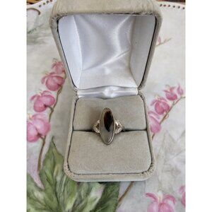 Vintage 60's Wheeler Mfg. Sterling Dendritic Montana Agate Marquise Size 5.5